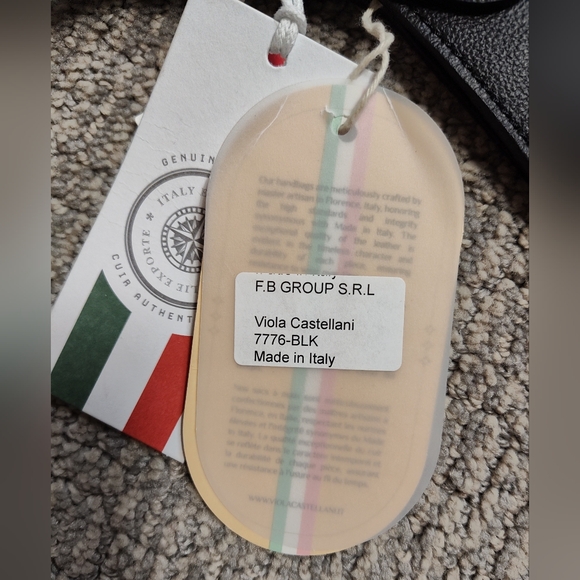 NWT! Viola Castellani Genuine Leather, Hobo Bucket Bag Made in Italy, Black - Picture 10 of 10